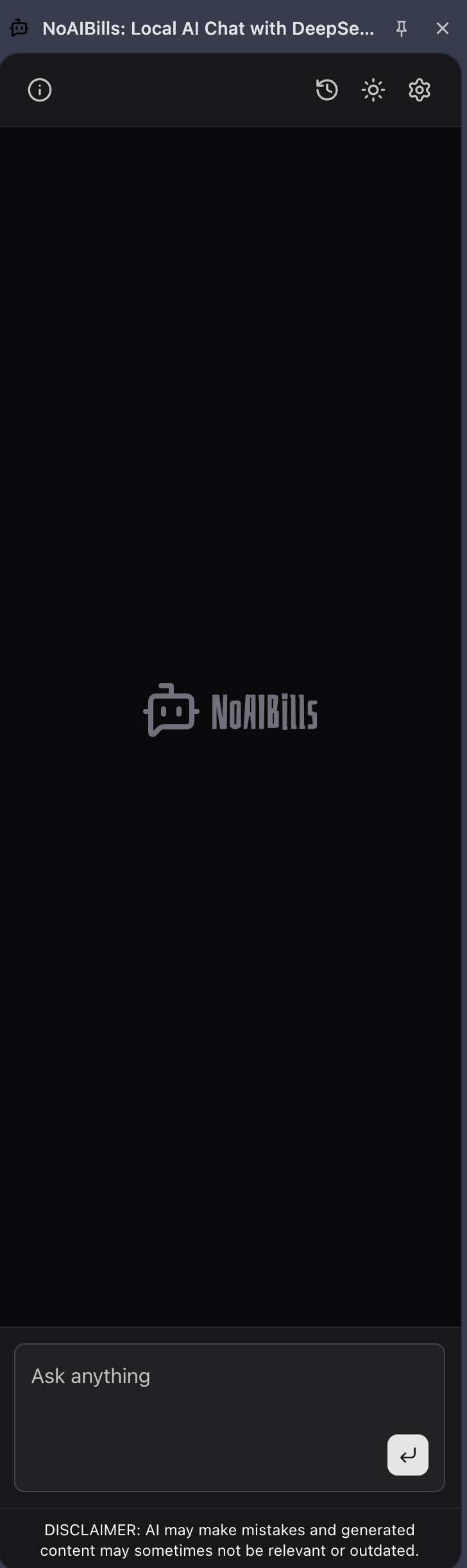NoAIBills Chrome Extension main chat interface